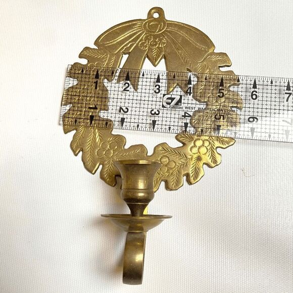 VTG Brass Wreath Wall Candle Holders Hosley Holiday Christmas Decor - Picture 9 of 10